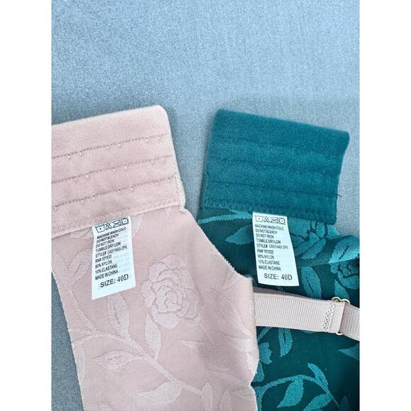 2- Carrie Amber Pink & Dark Green Floral Lace Underwire Bra 2 Pack 40D - Picture 6 of 7